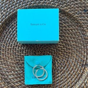 Tiffany & Co. Silver Hoop Earrings with Blue Packaging